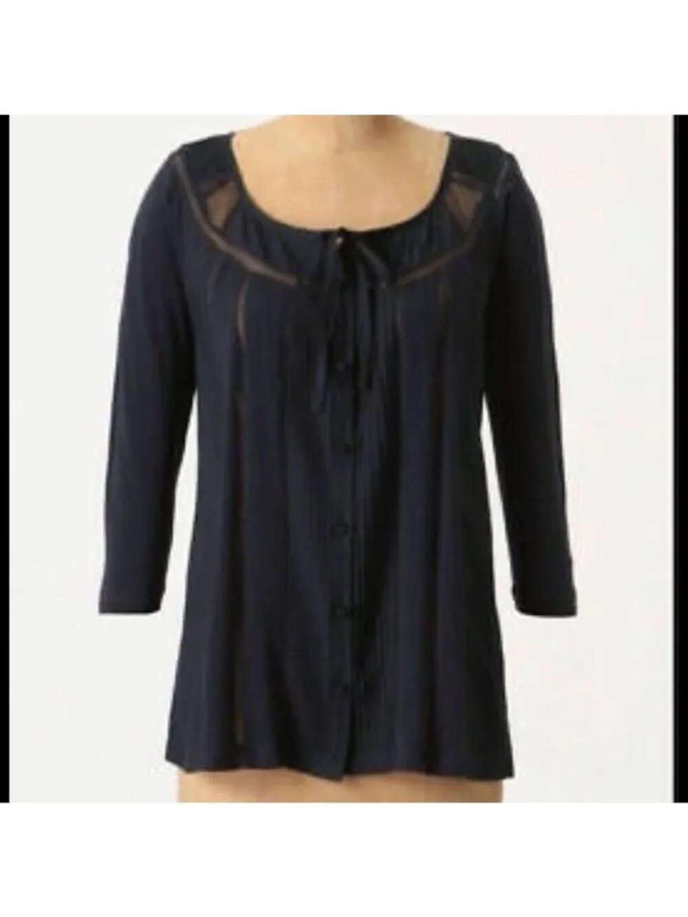 Anthropologie Deletta Blue Pintucked Cottagecore Academia Blouse, Size Small